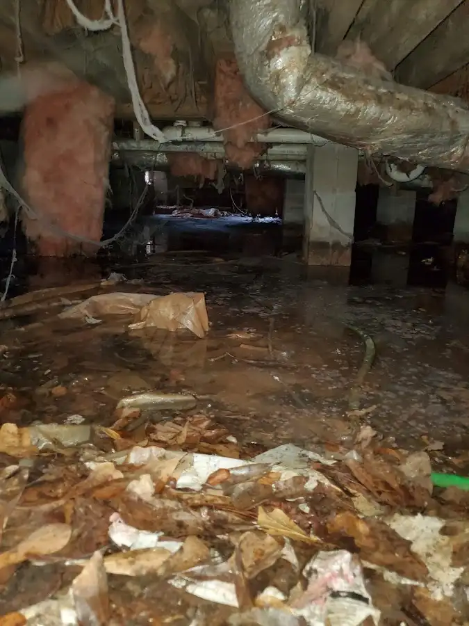 Crawl space flood assessment for Commercial Water Damage Restoration in Cuero